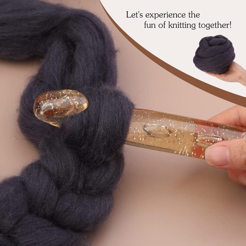 JUPEAN 3.53oz Wool Roving, Wool Felting Supplies, Pure Wools, Chunky Yarn, Spinning Wool Roving for Needle Felting Wet Felting DIY Hand Spinning (Dark Brown) - Image 5