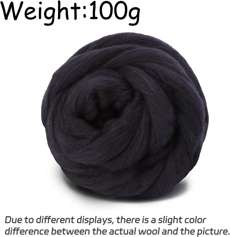 JUPEAN 3.53oz Wool Roving, Wool Felting Supplies, Pure Wools, Chunky Yarn, Spinning Wool Roving for Needle Felting Wet Felting DIY Hand Spinning (Dark Brown) - Image 2