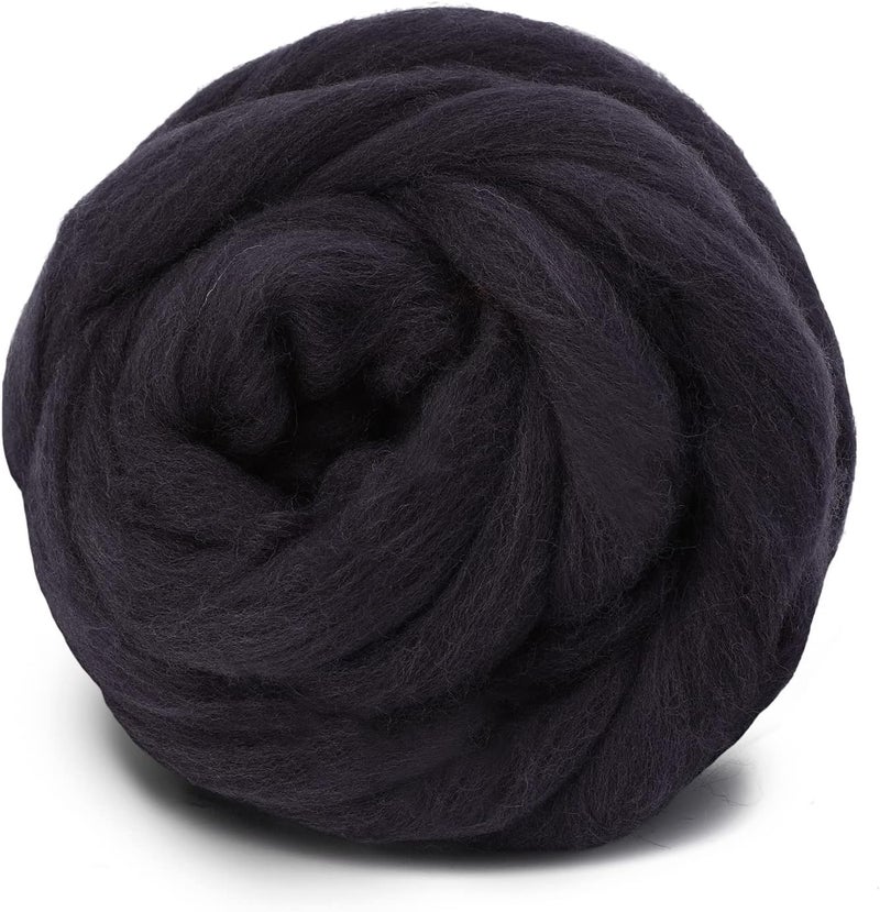 JUPEAN 3.53oz Wool Roving, Wool Felting Supplies, Pure Wools, Chunky Yarn, Spinning Wool Roving for Needle Felting Wet Felting DIY Hand Spinning (Dark Brown) - Image 1