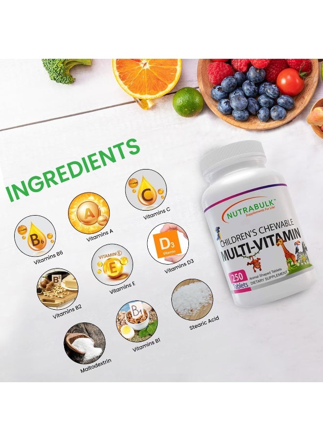 NutraBulk Children’s Chewable Multi-Vitamins - Promoting Kids' Overall Development - USA-Made, May Help to Support Immune, Bone, Brain & Overall Well Being- Vegan & Gluten Free - 250 Cherry Tablets - Image 4