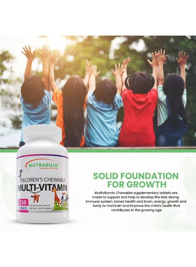 NutraBulk Children’s Chewable Multi-Vitamins - Promoting Kids' Overall Development - USA-Made, May Help to Support Immune, Bone, Brain & Overall Well Being- Vegan & Gluten Free - 250 Cherry Tablets - Image 5