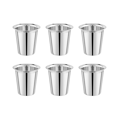 EMBASSY Coffee Glass, Pack of 6, 150 ml (Stainless Steel, Size 1) - Image 1
