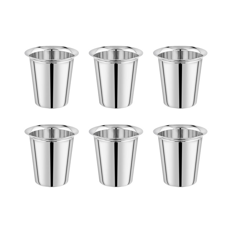 EMBASSY Coffee Glass, Pack of 6, 150 ml (Stainless Steel, Size 1) - Image 5