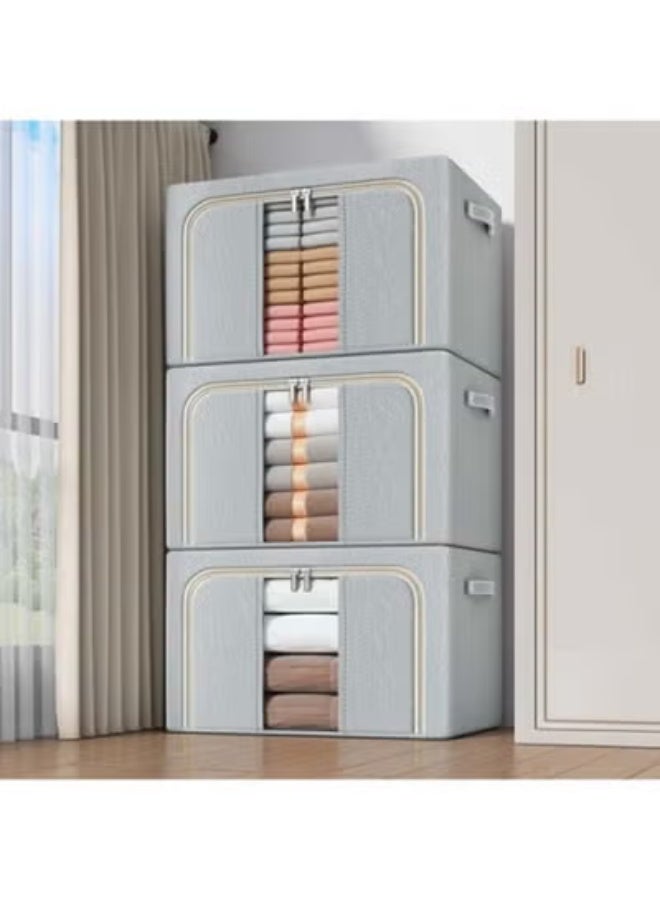 Storage Bins with Lids, Stackable Storage Containers, Folding Storage Boxes, Oxford Fabric Storage Containers with Large Clear Window, Collapsible Storage Bins for Home and Office - Image 1