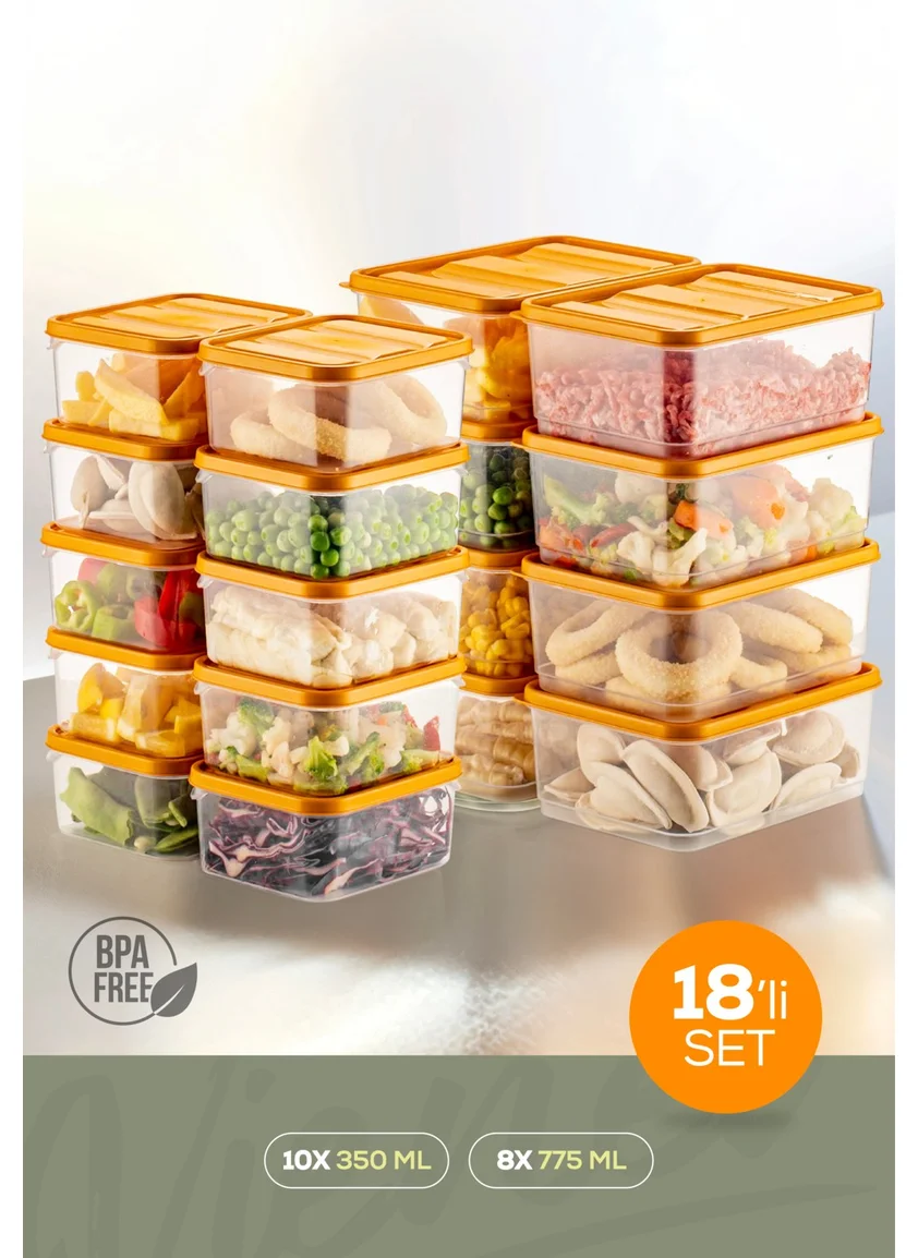 فينيف 18 LI Refrigerator Organizer Microwaveable Freezer Storage Container Orange