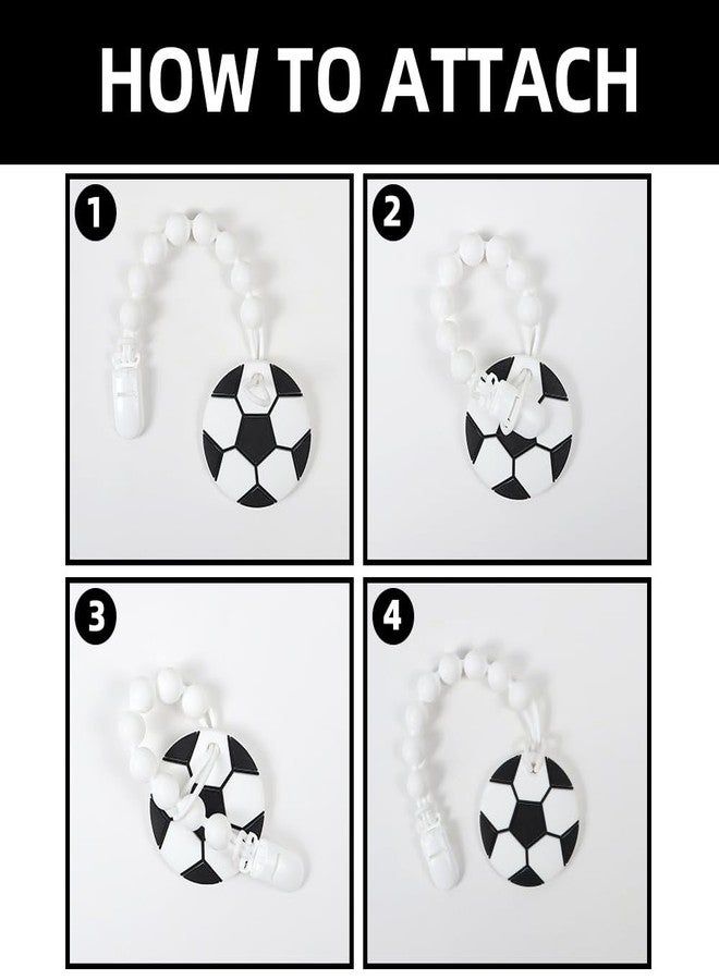AmazingM Baby Food Grade Silicone Sport Ball Teether Toy with One Piece Design Pacifier Clip Holder,Teething Pain Relief Toys Gift Set for 3 Months+ Boys and Girls,Freezer Safe,BPA Free. (Soccer) - Image 5