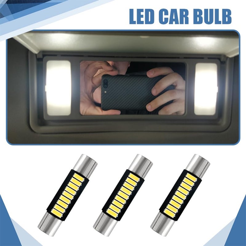 Lyxheth 6PCS 28mm 29mm 6614F Festoon LED Car Bulb, Car Vanity Light Bulbs, Extremely Bright 9-SMD 4014 Chips LED Bulb, Car Accessories Visor Light Bulb for Vanity Mirror, Dome Light (White) - Image 5