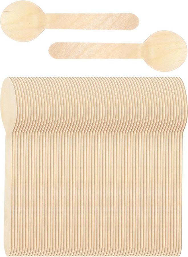 Aakriti 100 PCS Disposable Wooden Spoons | 5.5" Natural Wood Single-Use Cutlery for Parties, Weddings, Camping & Snacks | Eco-Friendly Biodegradable Spoons | Wooden Tableware - Image 1