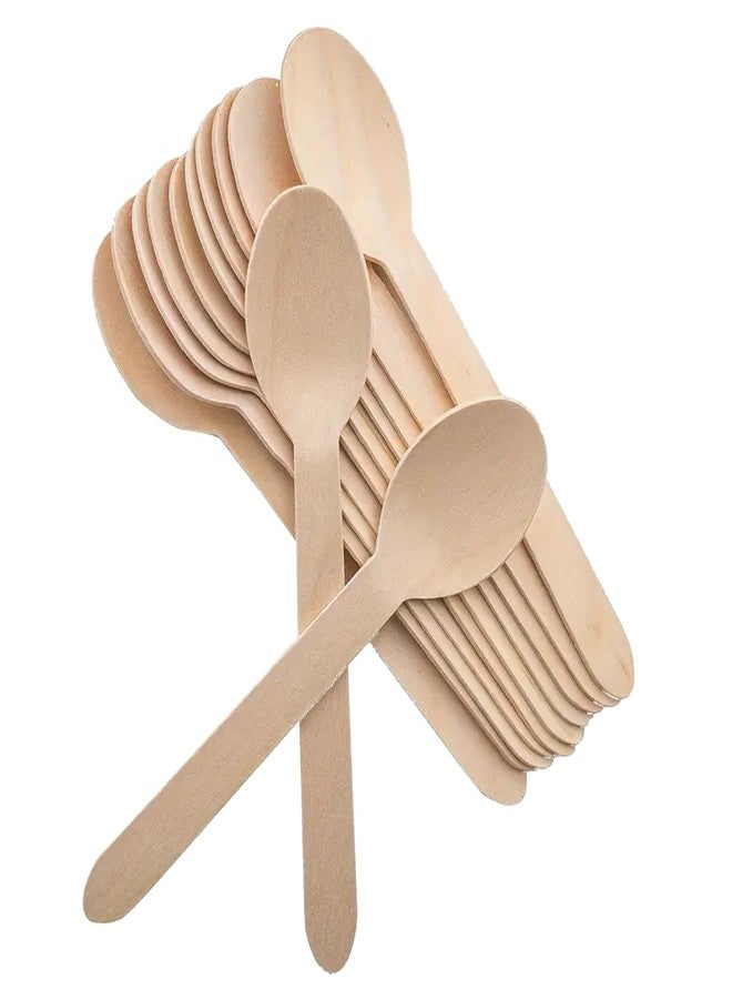 Aakriti 100 PCS Disposable Wooden Spoons | 5.5" Natural Wood Single-Use Cutlery for Parties, Weddings, Camping & Snacks | Eco-Friendly Biodegradable Spoons | Wooden Tableware - Image 4