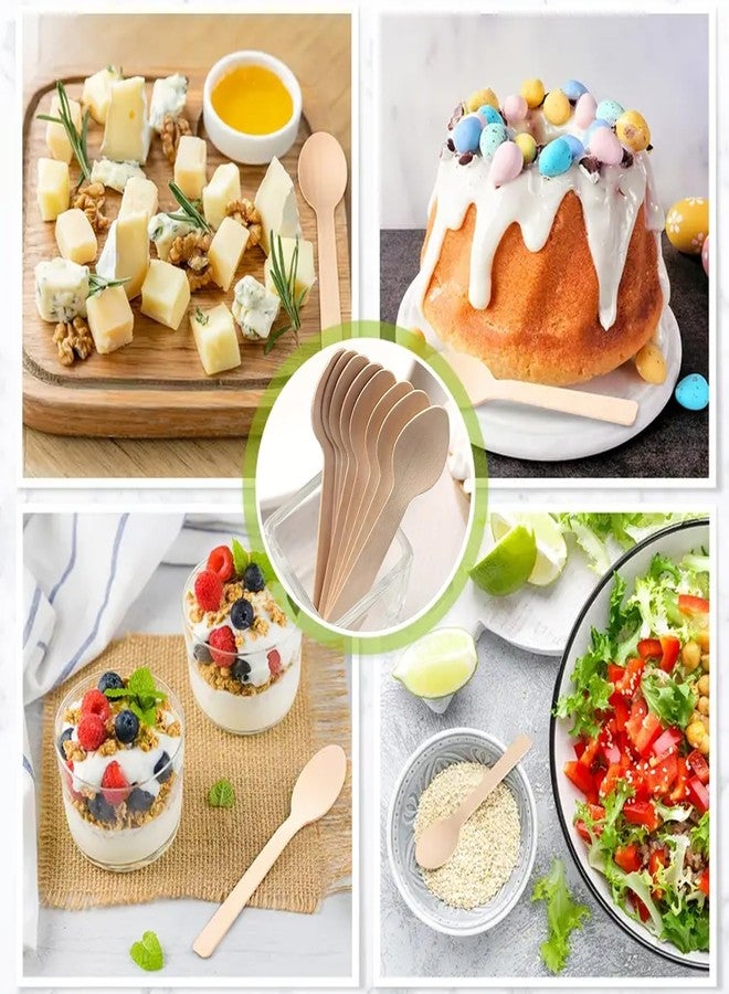 Aakriti 100 PCS Disposable Wooden Spoons | 5.5" Natural Wood Single-Use Cutlery for Parties, Weddings, Camping & Snacks | Eco-Friendly Biodegradable Spoons | Wooden Tableware - Image 3