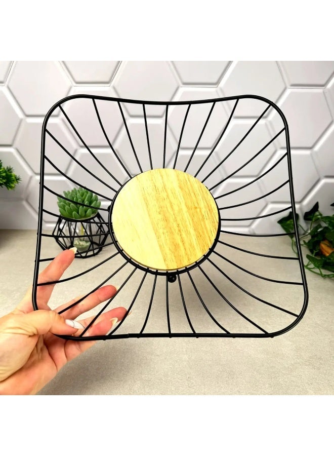 Square Black Metal Fruit Basket – Decorative Fruit Bowl for Kitchen Counter & Dining Table - Image 5