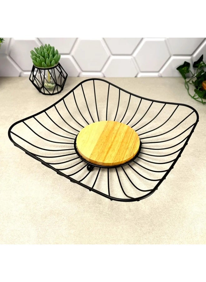 Square Black Metal Fruit Basket – Decorative Fruit Bowl for Kitchen Counter & Dining Table - Image 4