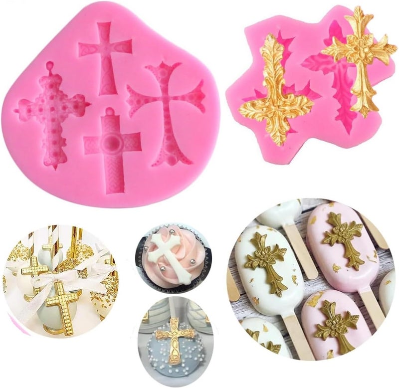 Elinka Cross Molds Silicone,2 Pcs Baptism Cake Decorations Cross Cake Mold Cross Mold Baptism Cake Toppers for Baptism Party Supplies - Image 4
