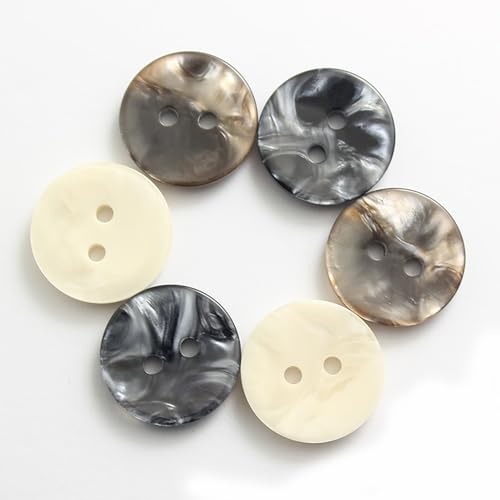 vingol 20PCS Resin Round Buttons Craft Sewing Snaps 2 Holes Handmade DIY Accessories (Beige, 15mm) - Image 2