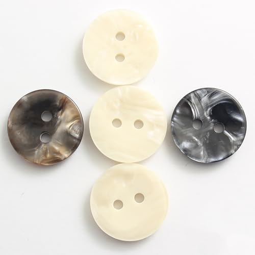 vingol 20PCS Resin Round Buttons Craft Sewing Snaps 2 Holes Handmade DIY Accessories (Beige, 15mm) - Image 3