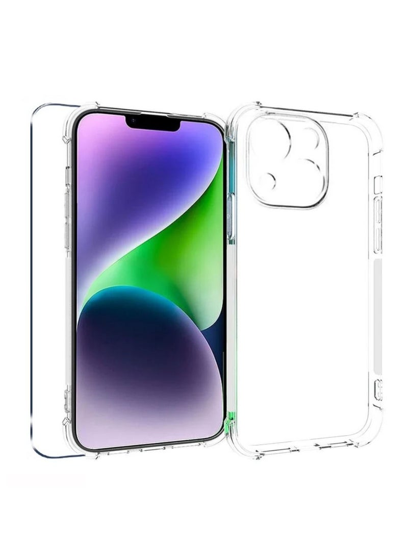 2 in 1 ITEL A50C 4G Phone Case Cover & Screen Protector - Shockproof Clear Slim TPU Protective Phone Cover & Full Coverage Delicate Touch Tempered Glass Screen Protector for ITEL A50C 4G 