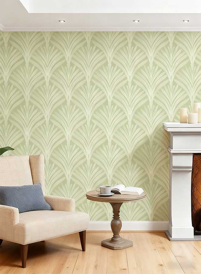 رَوَائِد ورق جدران لاصق قابل للإزالة مقاس ‎15.7 بوصة × 197 بوصة‎ بنمط هندسي أخضر عصري – فينيل ذاتي اللصق لتزيين غرف النوم والحمامات - Image 2