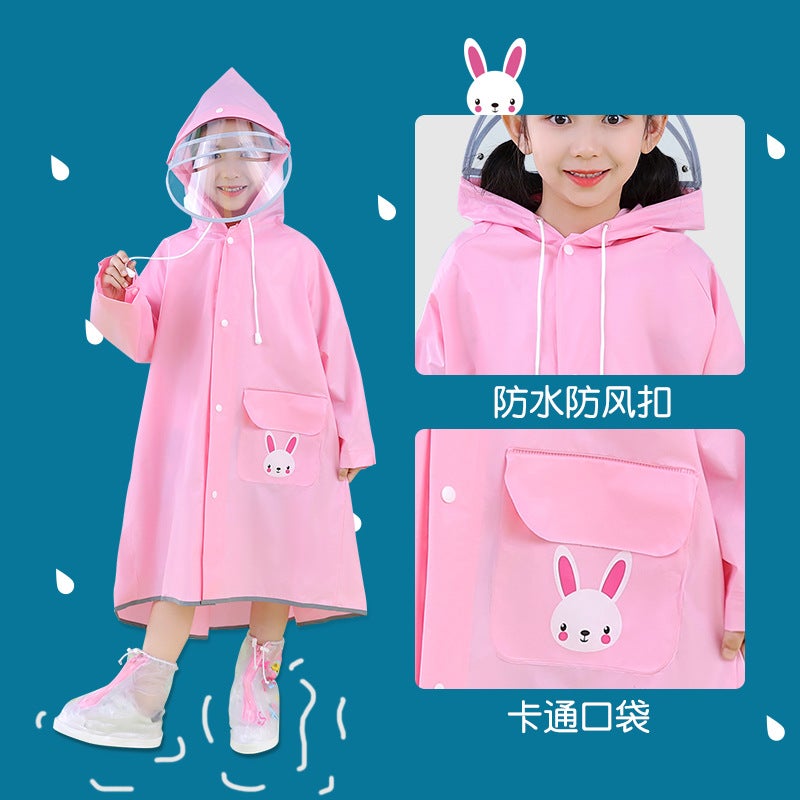 Children'S Raincoat Long Poncho For Boys And Students For School Girls Middle And Big Children With Schoolbag Seat Rain-Proof Clothing For Girls - Image 5