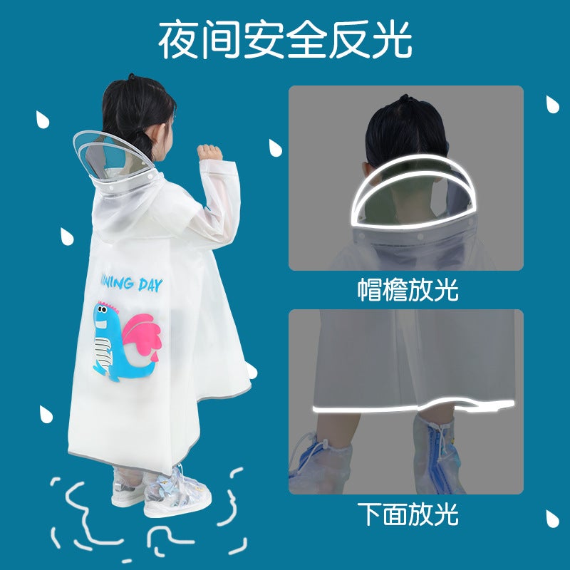Children'S Raincoat Long Poncho For Boys And Students For School Girls Middle And Big Children With Schoolbag Seat Rain-Proof Clothing For Girls - Image 3