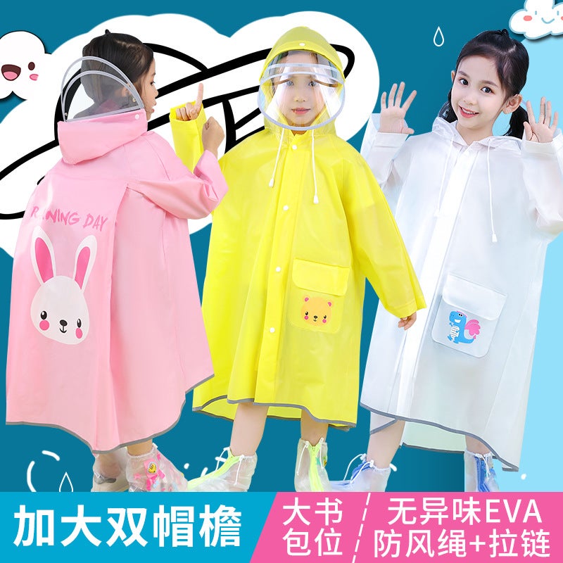 Children'S Raincoat Long Poncho For Boys And Students For School Girls Middle And Big Children With Schoolbag Seat Rain-Proof Clothing For Girls - Image 2