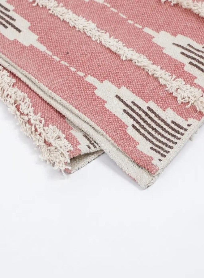 pepme Printed Tufted Canvas Table Runner, Diamond, bar, 14x54, Pink, Brown, White - Image 5