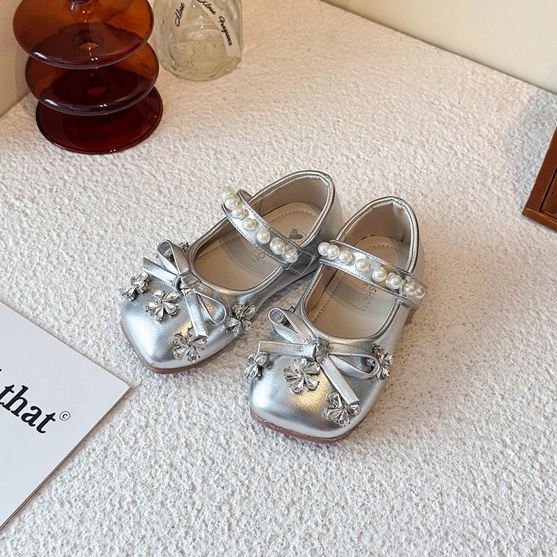 Beautiful Girls'' Princess Shoes, Autumn Soft-Soled 2026 New Style Crystal Shoes, Stylish Rhinestone Dress Shoes for Children - Image 1