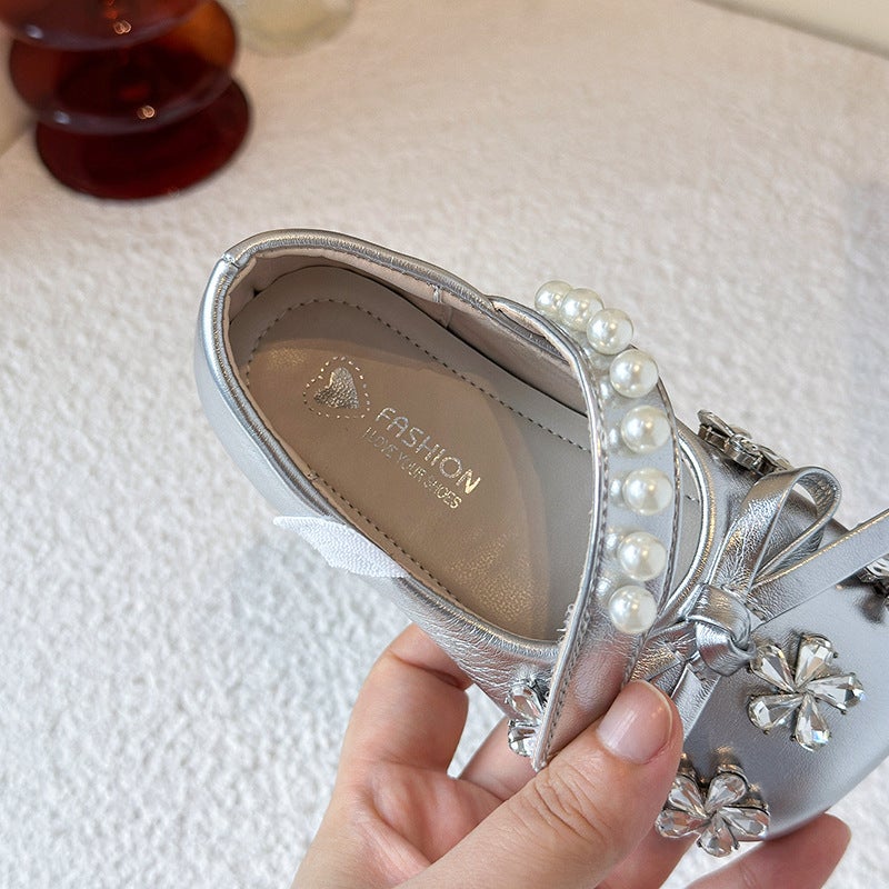 Beautiful Girls'' Princess Shoes, Autumn Soft-Soled 2026 New Style Crystal Shoes, Stylish Rhinestone Dress Shoes for Children - Image 4