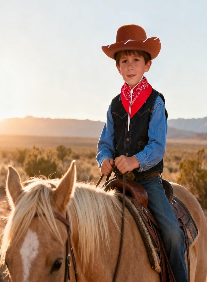 Babelshar Toddler Cowboy Hat & Bandana, Felt Cowboy Hats for 3-8, Western Cowgirl Halloween Costume for Kids, Boy and Girl - Image 4