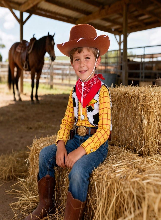 Babelshar Toddler Cowboy Hat & Bandana, Felt Cowboy Hats for 3-8, Western Cowgirl Halloween Costume for Kids, Boy and Girl - Image 3