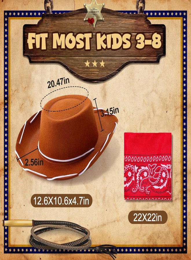 Babelshar Toddler Cowboy Hat & Bandana, Felt Cowboy Hats for 3-8, Western Cowgirl Halloween Costume for Kids, Boy and Girl - Image 2