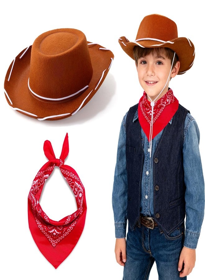 Babelshar Toddler Cowboy Hat & Bandana, Felt Cowboy Hats for 3-8, Western Cowgirl Halloween Costume for Kids, Boy and Girl - Image 1