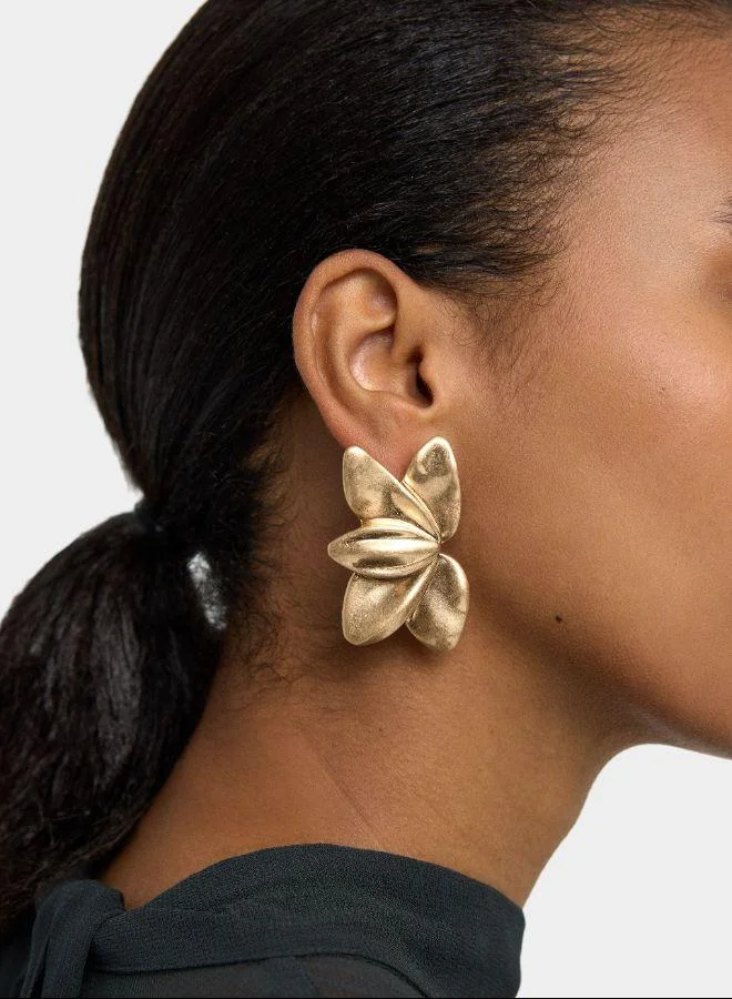 بارفوا أقراط ماكسي نصف زهرة ذهبية