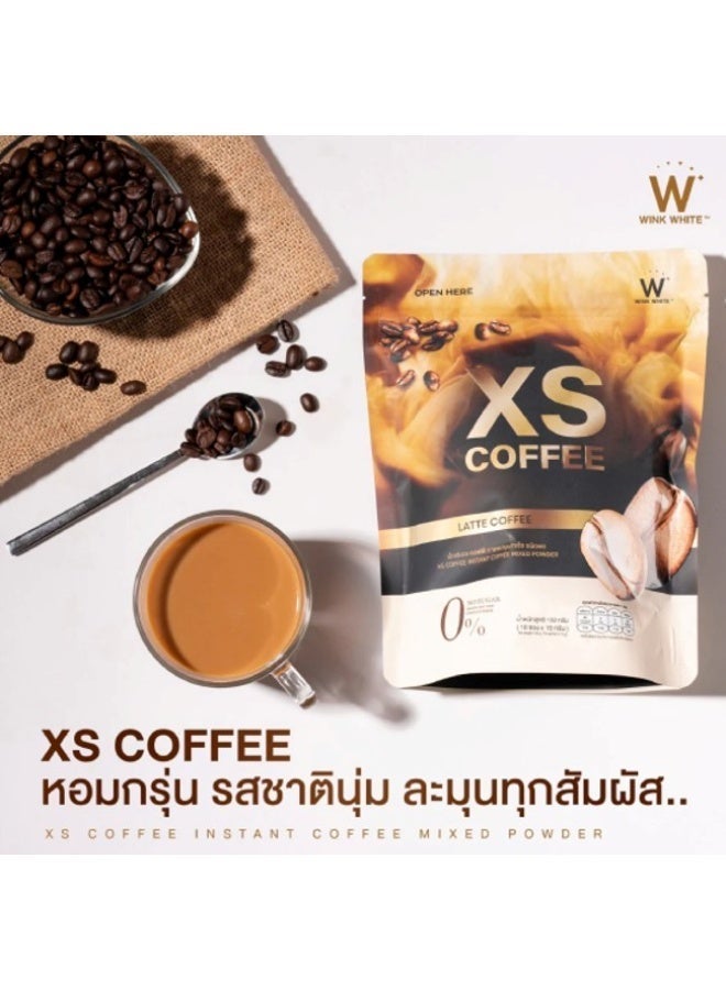 وينك وايت مسحوق قهوة "وينك وايت XS لاتيه" الفوري (150 جم - 10 أكياس × 15 جم) – قهوة بروتين قليلة السعرات الحرارية وخالية تماماً من السكر، مع الكولاجين ومستخلص اللوز والبازلاء. - Image 3