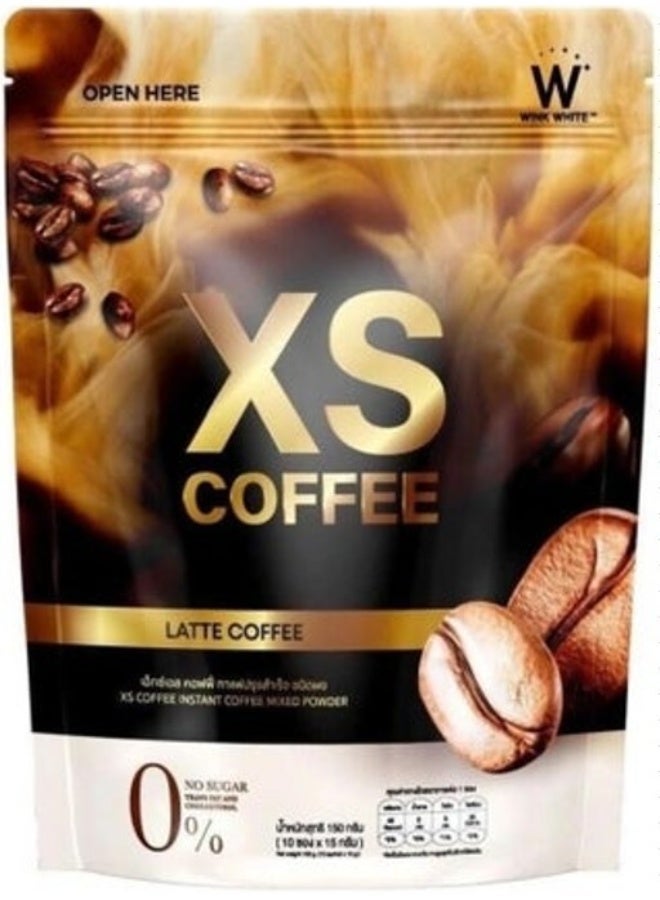 وينك وايت مسحوق قهوة "وينك وايت XS لاتيه" الفوري (150 جم - 10 أكياس × 15 جم) – قهوة بروتين قليلة السعرات الحرارية وخالية تماماً من السكر، مع الكولاجين ومستخلص اللوز والبازلاء. - Image 4