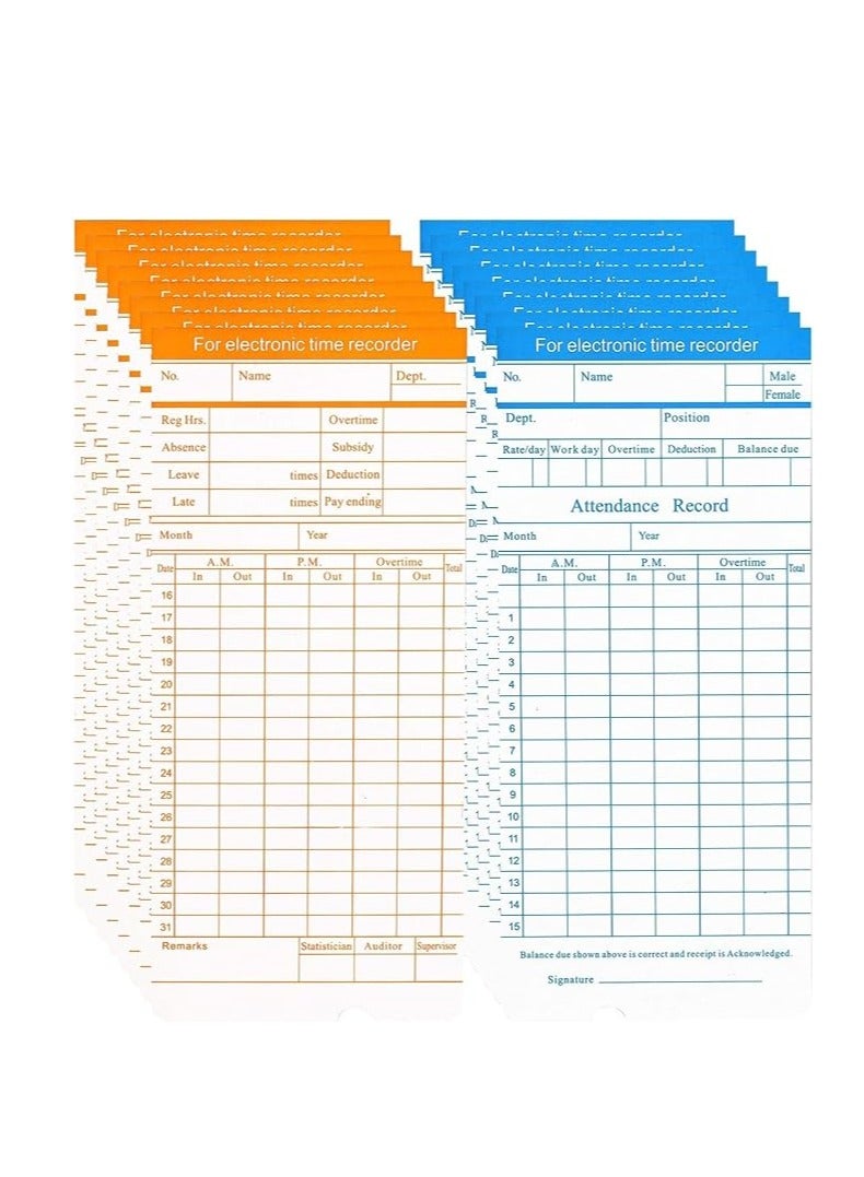 Generic 90-Piece Monthly Employee Attendance Time Card Set White  - Image 1