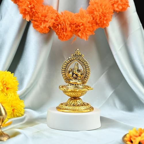 HindCraft Ganesha Diya Oil Lamp – Brass Diwali Diya for Puja, Home Temple, Decoration & Gifts | Traditional Diwali Decoration Items for Home Decor | Ganesh Deepak for Pooja & Festive Gifting - Image 5