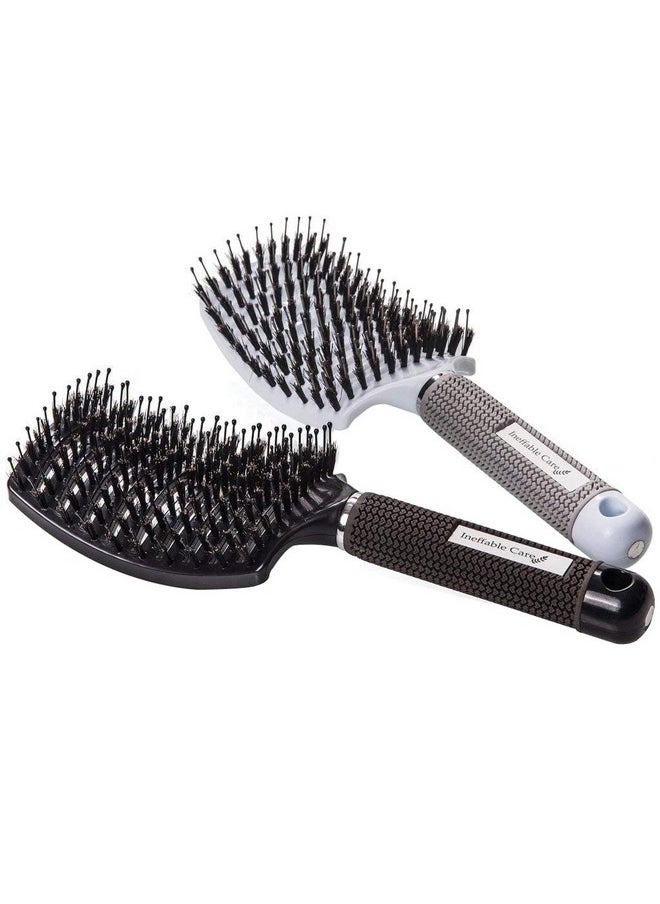 Ineffable Care - Boar Bristle Hair Brush Set - Curved And Vented For Wet And Dry Detangling Hair Brush For Women Long, Thick, Thin, Curly & Tangled Hair Vent Brush - Stocking Stuffers Gift Kit - Image 1