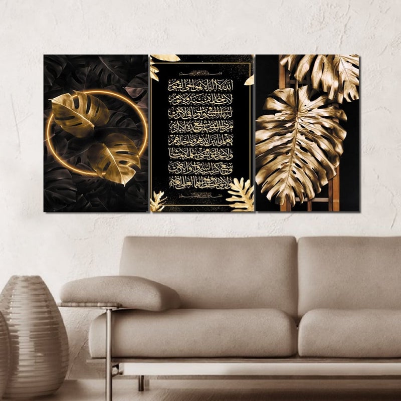 Marktna Three luxurious canvas prints with a modern design and a hollow frame, measuring (120×60), three pieces - Image 1