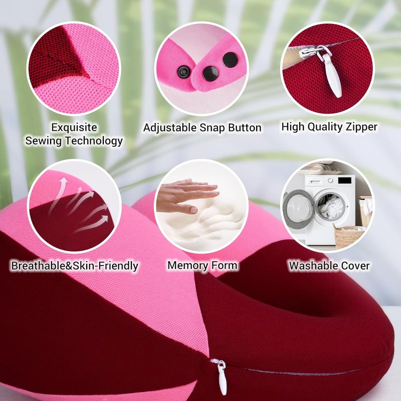 COOLBEBE وسادة سفر للأطفال للرقبة، وسادة رأس ناعمة للسفر للسيارة والطائرة، هدايا سفر للأطفال الصغار والأطفال (1، مسحوق توت العليق) - Image 3