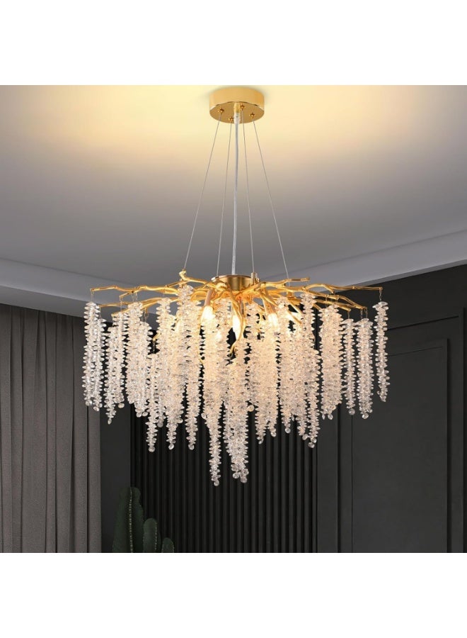 PRIME SOLE Luxury Crystal Chandelier Ceiling Light | Gold Finish Modern Hanging Chandelier | Decorative Pendant Light for Living Room, Dining Area, Bedroom | Elegant Crystal Ceiling Lamp - Image 1