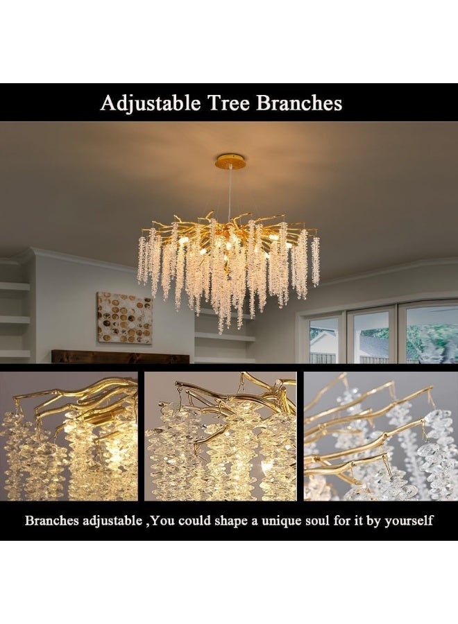 PRIME SOLE Luxury Crystal Chandelier Ceiling Light | Gold Finish Modern Hanging Chandelier | Decorative Pendant Light for Living Room, Dining Area, Bedroom | Elegant Crystal Ceiling Lamp - Image 2