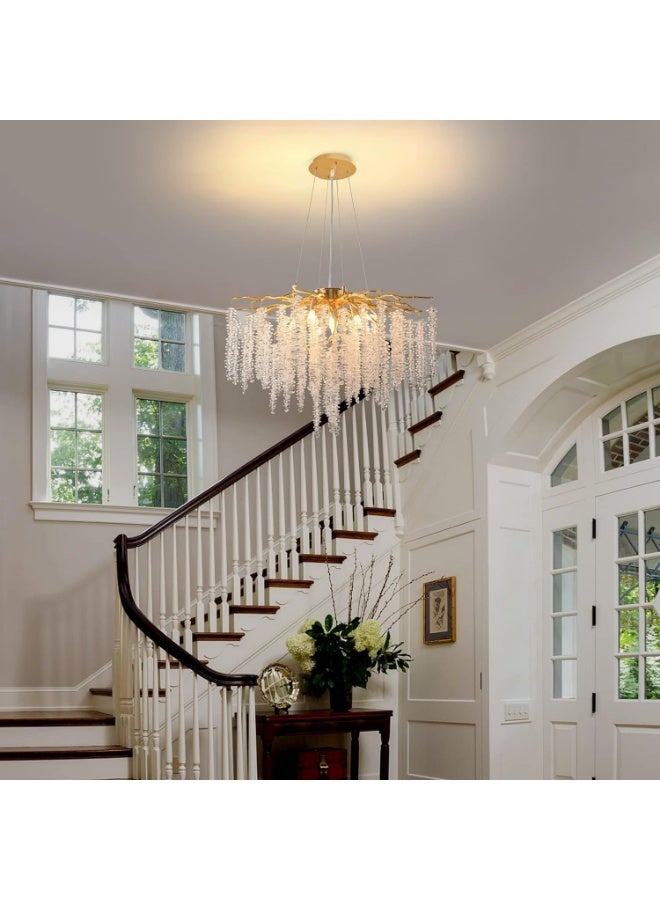PRIME SOLE Luxury Crystal Chandelier Ceiling Light | Gold Finish Modern Hanging Chandelier | Decorative Pendant Light for Living Room, Dining Area, Bedroom | Elegant Crystal Ceiling Lamp - Image 5