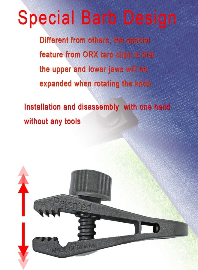 ORX PLUS TOOLS ORXPLUS TOOLS 4pcs Knot-free Tarp Clips Thumb Screw with Hook Tail Tent Clips Awning Clamp Set Tent Clamps for Camping Canopies, Car Cover, Winter Boat Cover, Pool Cover, Sun Shade - Image 4