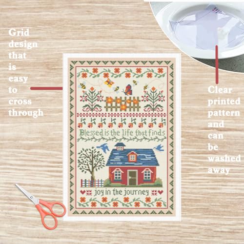 FREEBLOSS Cross Stitch Wall Hanging Kits Stamped Embroidery Starter Kits Pre Printed Stitches Practice Kit with Instructions for Beginners Cross Stitching Decor Joy in The Journey - Image 3