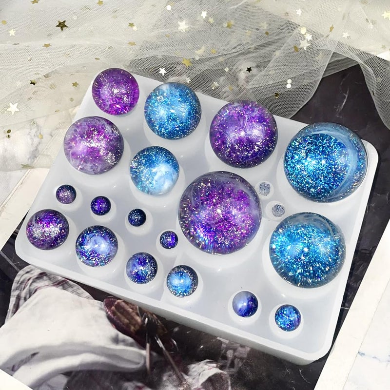 RESINWORLD 20-Cavity Sphere Molds for Resin, Round Ball Resin Mold, Silicone Orbs Mold for Jewellery Making - Image 4