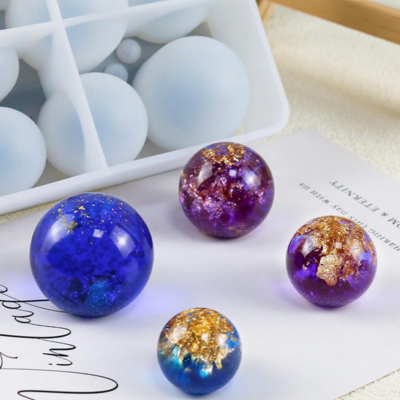 RESINWORLD 20-Cavity Sphere Molds for Resin, Round Ball Resin Mold, Silicone Orbs Mold for Jewellery Making - Image 5