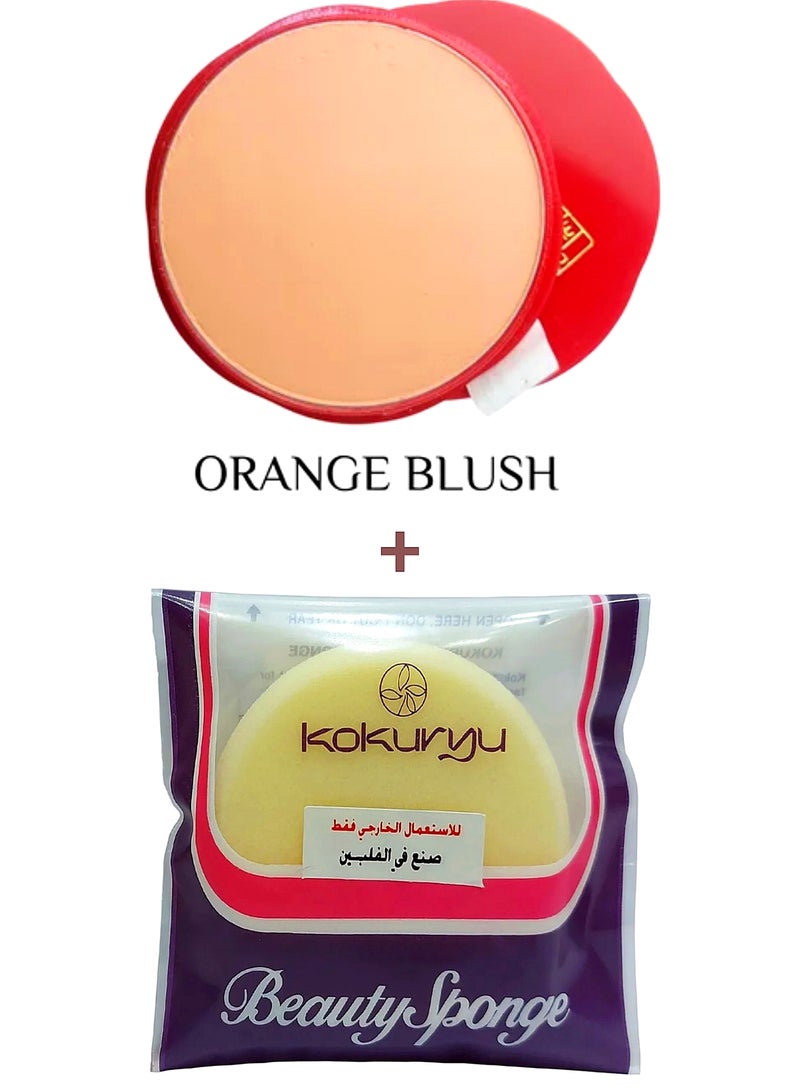 كوكوريو بودرة أساس الوجه سوبر سمر كيك أحمر خدود برتقالي + إسفنجه - Image 1