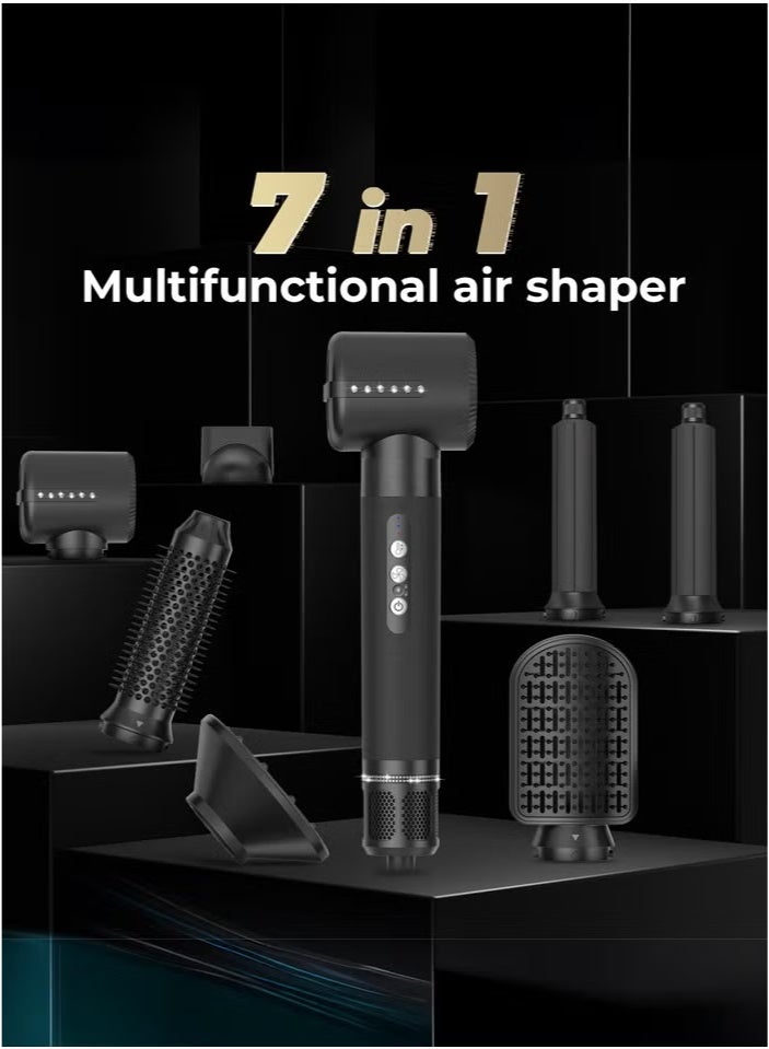 Raxoom 7 in 1 black Hair Styler Brush & Hair Dryer, Hair Curler,Hot Air Brush Set,110000 RPM High Speed Multi Styler Hair Straightener,Automatic Curling hair for Fast Drying Curling Volumizing Straightening - Image 2