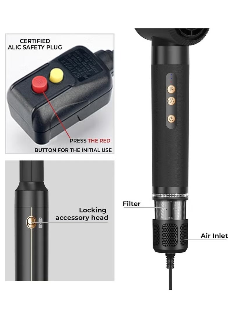 Raxoom 7 in 1 black Hair Styler Brush & Hair Dryer, Hair Curler,Hot Air Brush Set,110000 RPM High Speed Multi Styler Hair Straightener,Automatic Curling hair for Fast Drying Curling Volumizing Straightening - Image 4