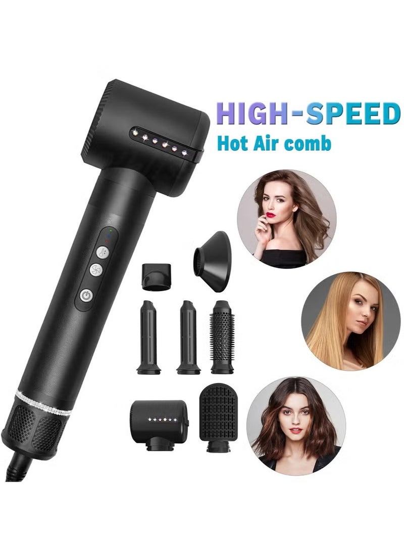 Raxoom 7 in 1 black Hair Styler Brush & Hair Dryer, Hair Curler,Hot Air Brush Set,110000 RPM High Speed Multi Styler Hair Straightener,Automatic Curling hair for Fast Drying Curling Volumizing Straightening - Image 3